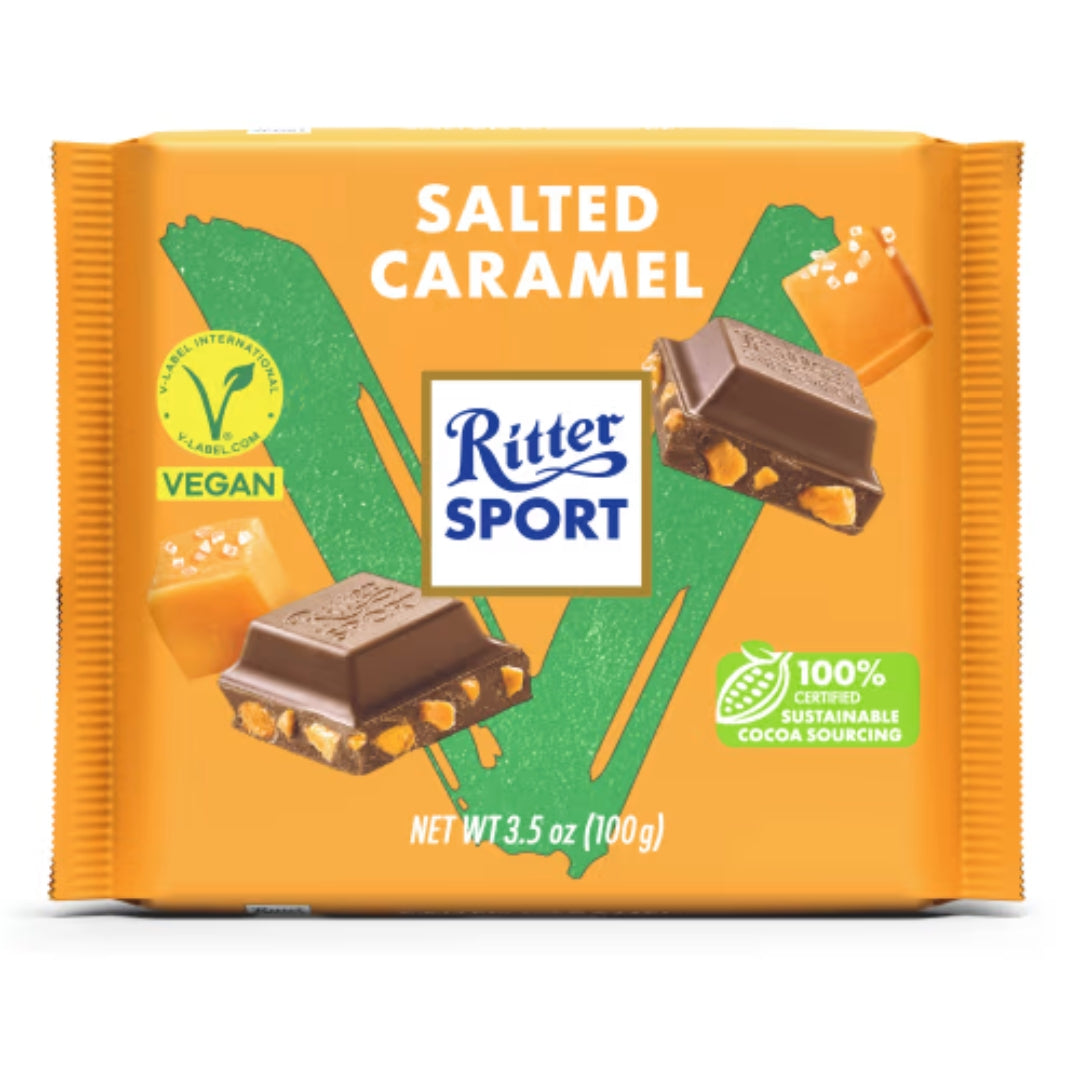 Caramello salato Ritter Sport vegano - barretta al cioccolato al caramello salato vegano 100g