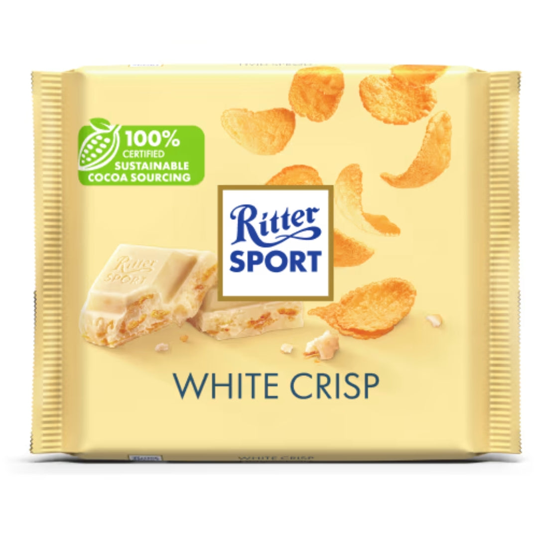 Ritter Sport Vit Choklad Crisp - White Chocolate, Roasted Corn Kernels, and Rice Flakes 100g