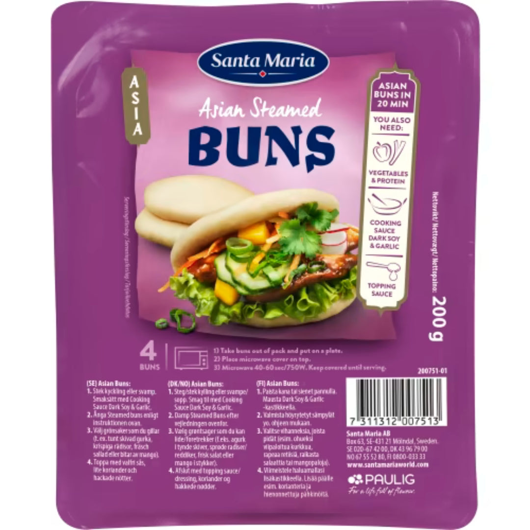 Santa Maria Asian Steamed Buns 4p - Bao Buns 200g