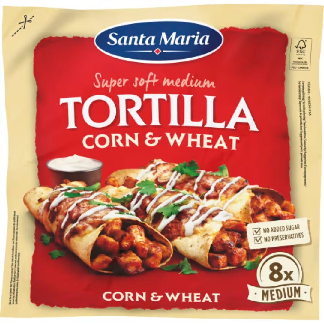 Santa Maria Tortilla Corn&wheat Medium 8-pack - Extra Soft Corn & Wheat Tortillas 336g