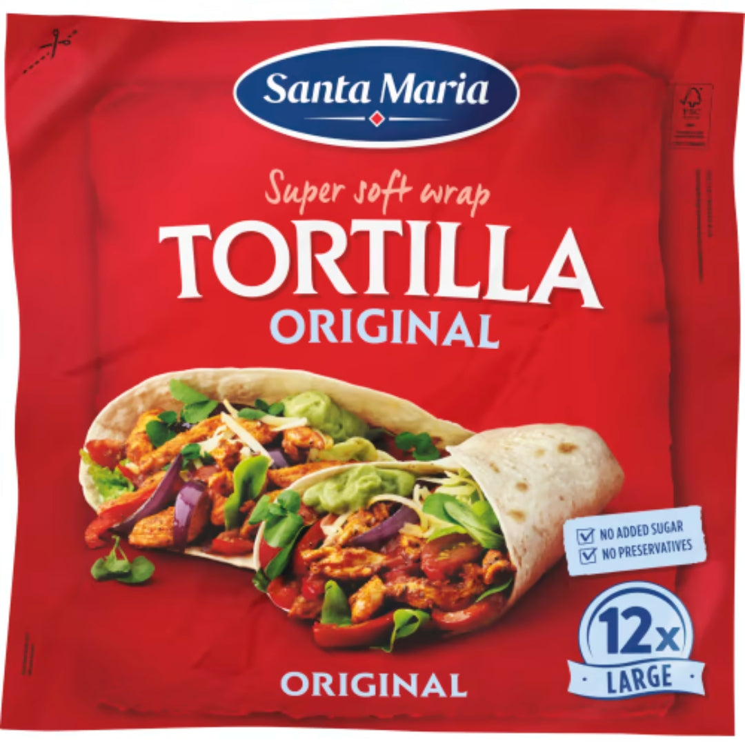 Santa Maria Tortilla Original Large 12-pack - Soft Large Wheat Tortillas 742g