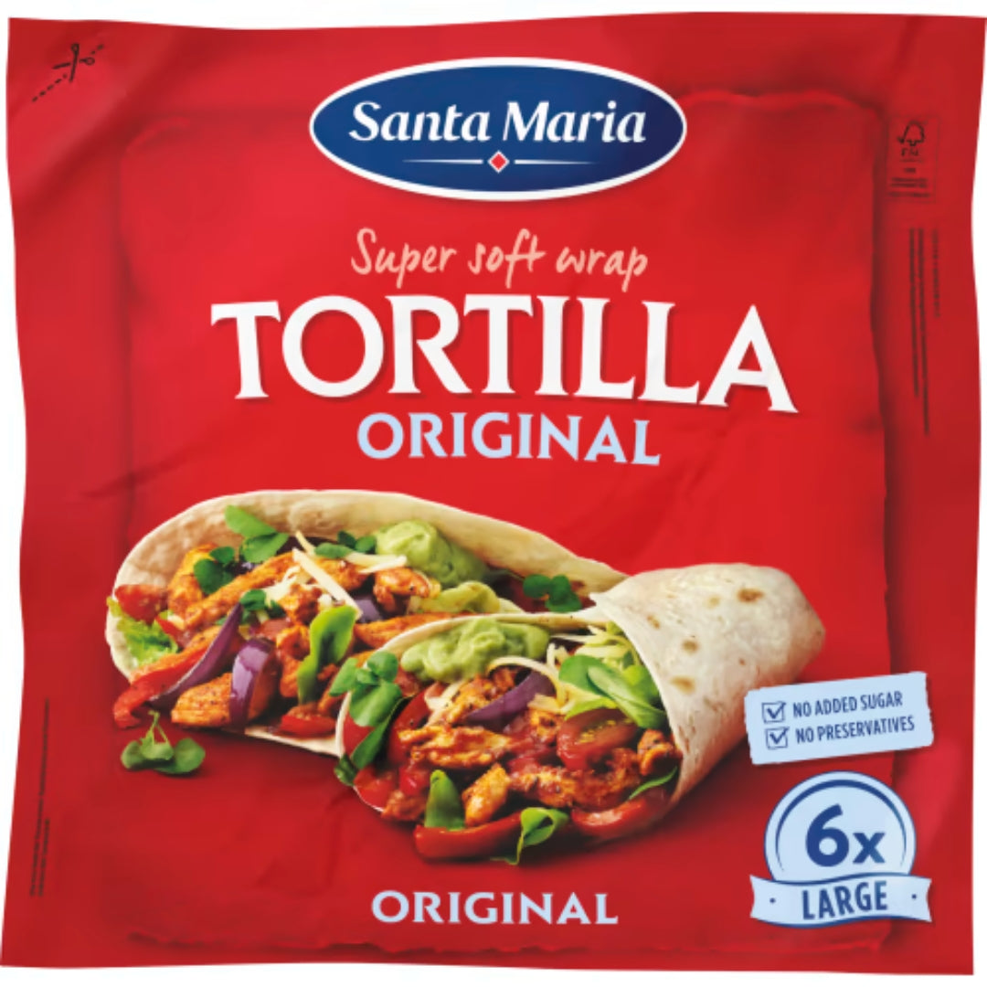Santa Maria Tortilla Original Large 6-pack - Soft Large Wheat Tortillas 371g