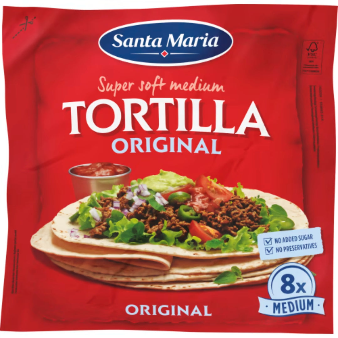Santa Maria Tortilla Original Medium 8-pack - Soft Wheat Tortilla 320g