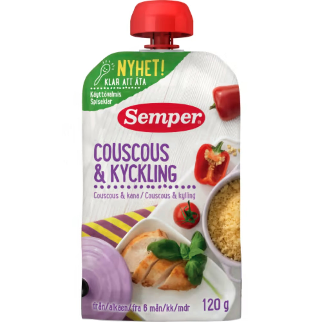 Semper Couscous Kyckling 6 Månader - Couscous & Chicken in a Squeeze Pouch 120g