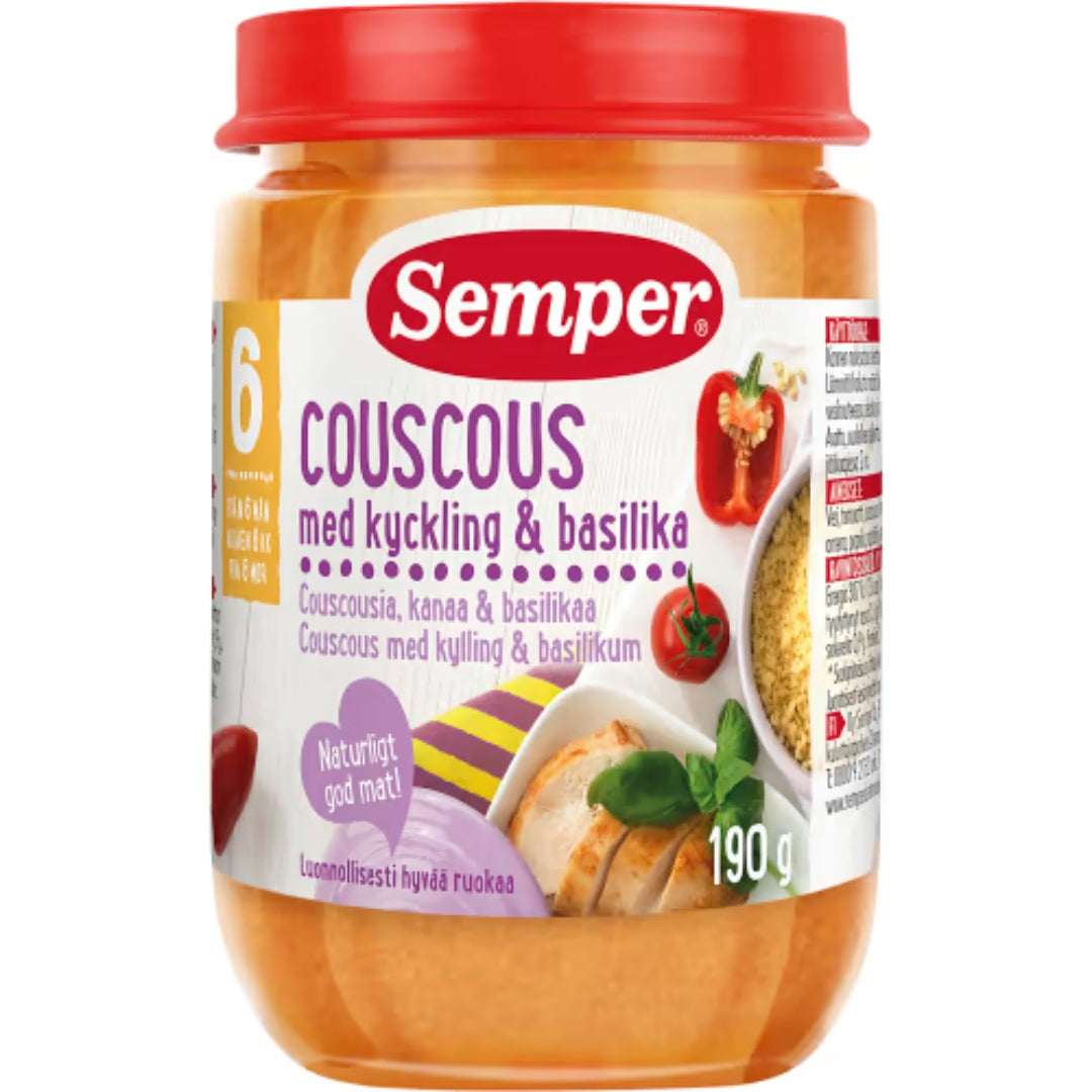 Semper Couscous Kyckling & Basilika 6 Månader - Couscous with Chicken & Basil 190g