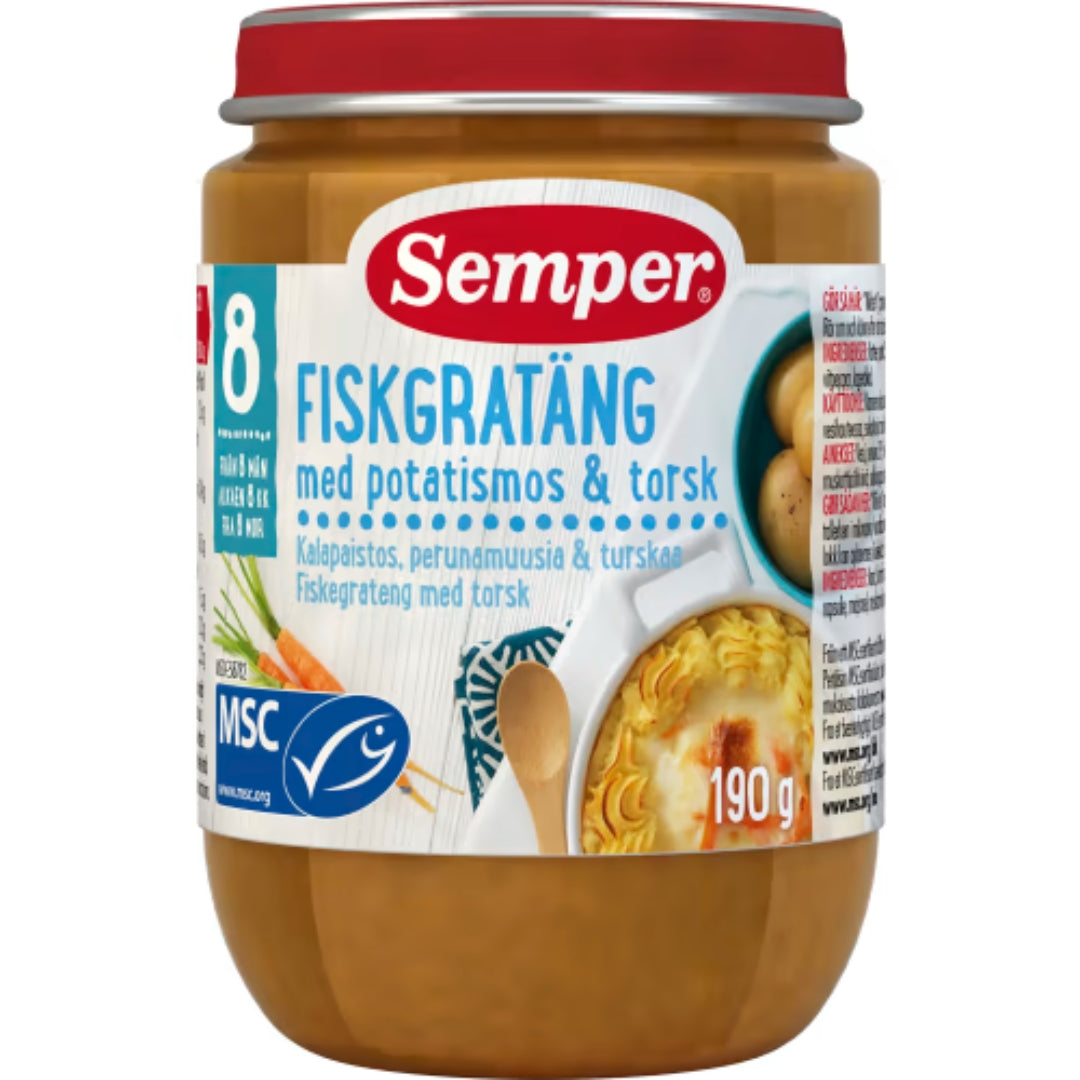 Semper Fiskgratäng Potatismos & Torsk 8 Månader - Fish Gratin 190g