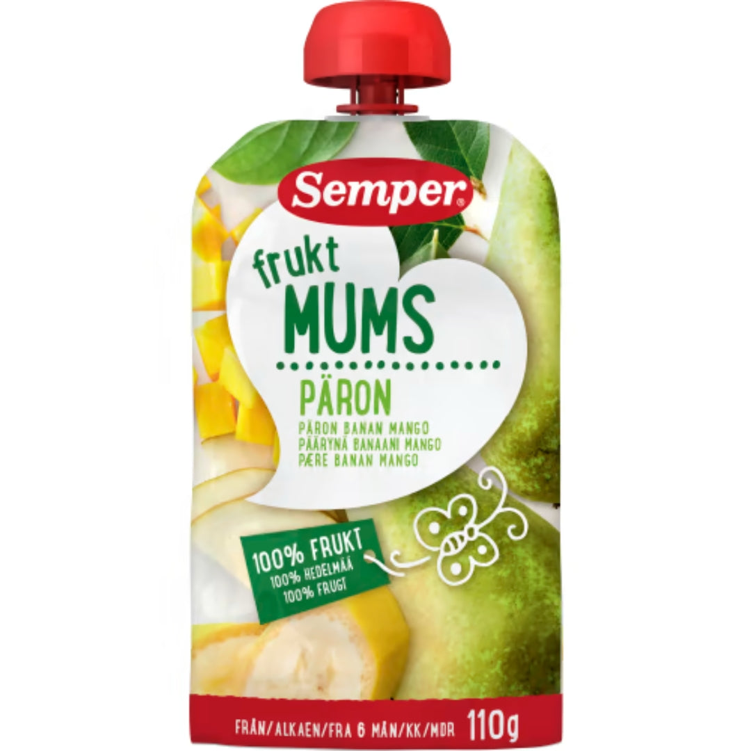 Semper Fruktmums Päron 6 Månader - Pear, Banana & Mango Purée 110g