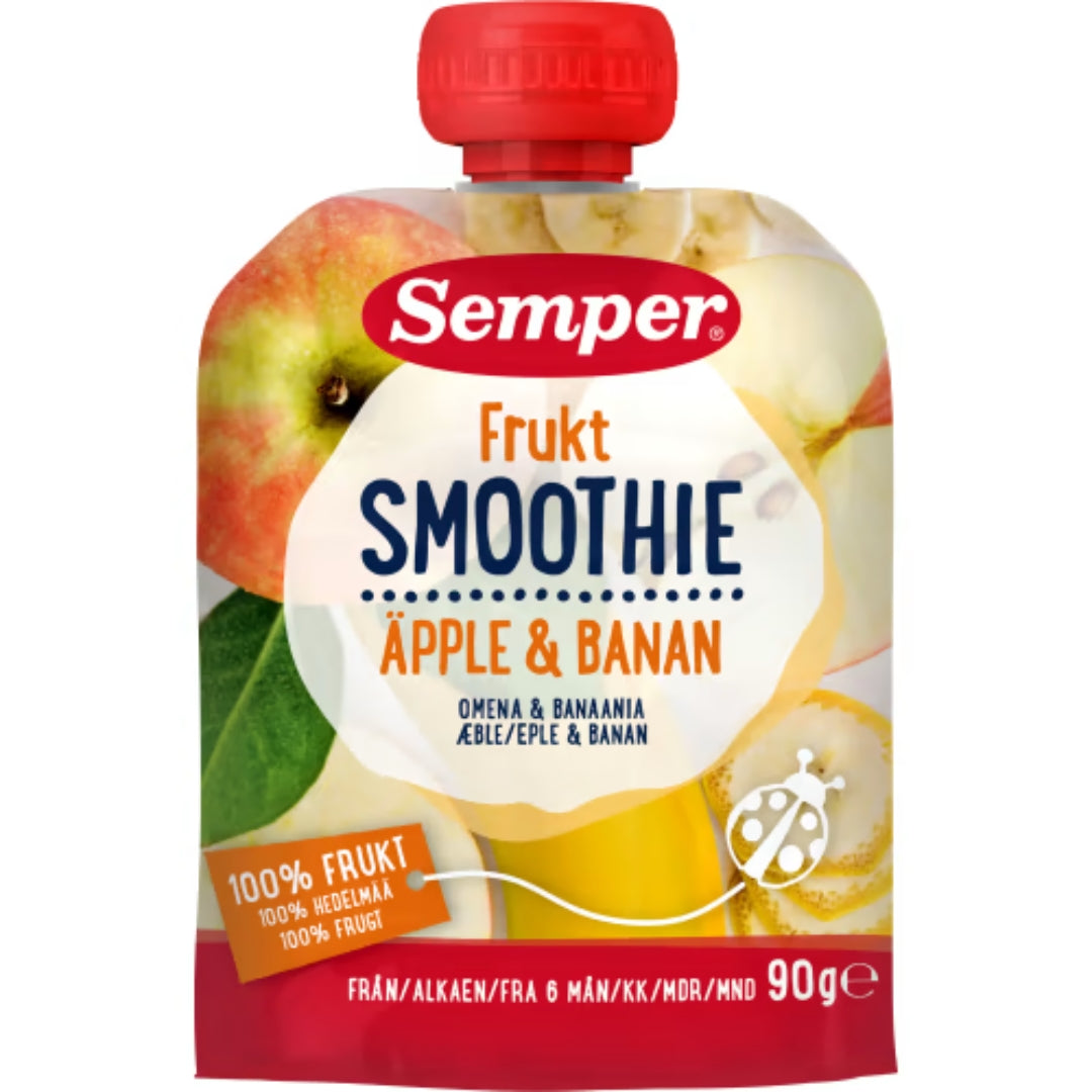 Semper Fruktsmoothie Äpple & Banan 6 Månader - Apple & Banana Smoothie 90g