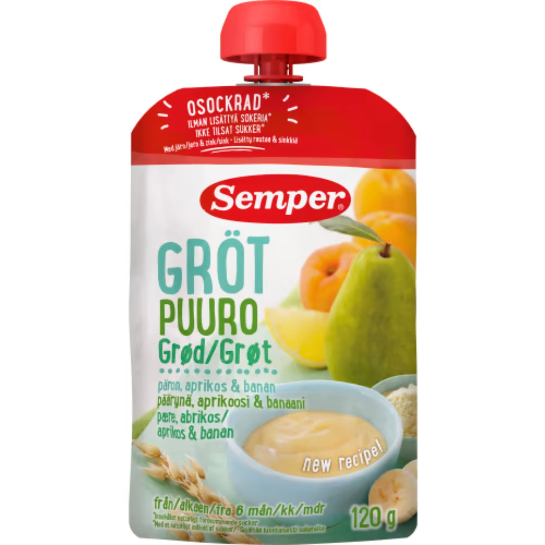 Semper Gröt Päron Aprikos Banan 6 Månader - Fruit Porridge Pouch Pear, Apricot & Banana 120g