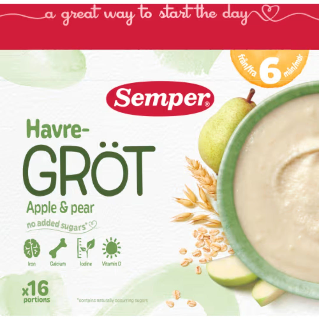 Semper Havregröt med Äpple & Päron 6 Månader - Oat Porridge Apple & Pear 480g
