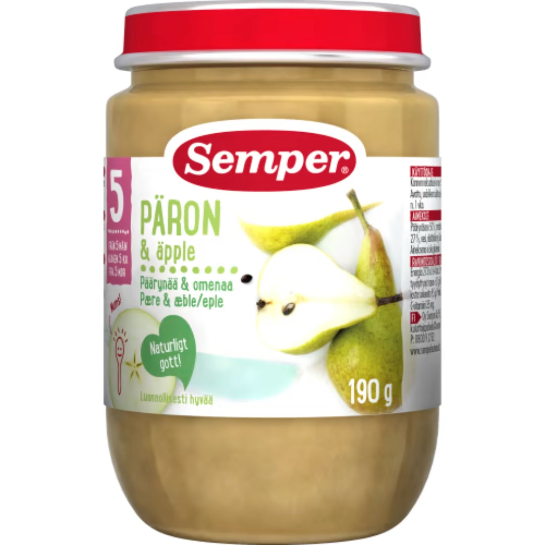 Semper Päron & Äpple Puré 5 Månader - Pear & Apple Purée 190g