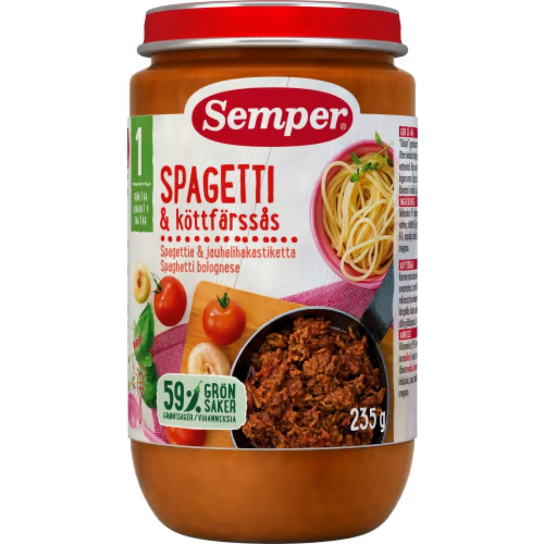 Semper Spagetti Köttfärssås 12 Månader - Spaghetti & Meat Sauce 235g