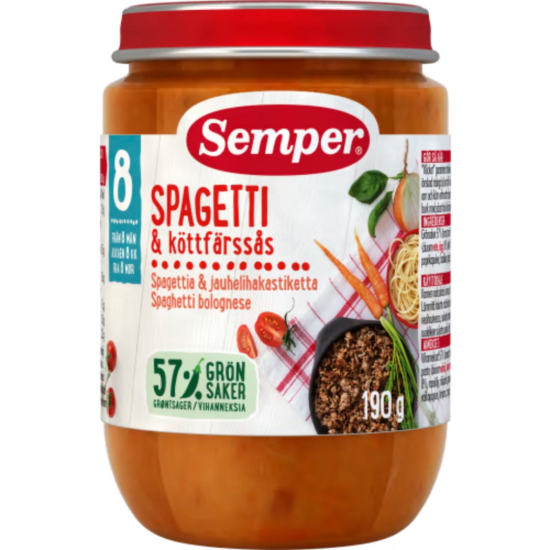 Semper Spagetti & Köttfärssås 8 Månader - Spaghetti Bolognese 190g