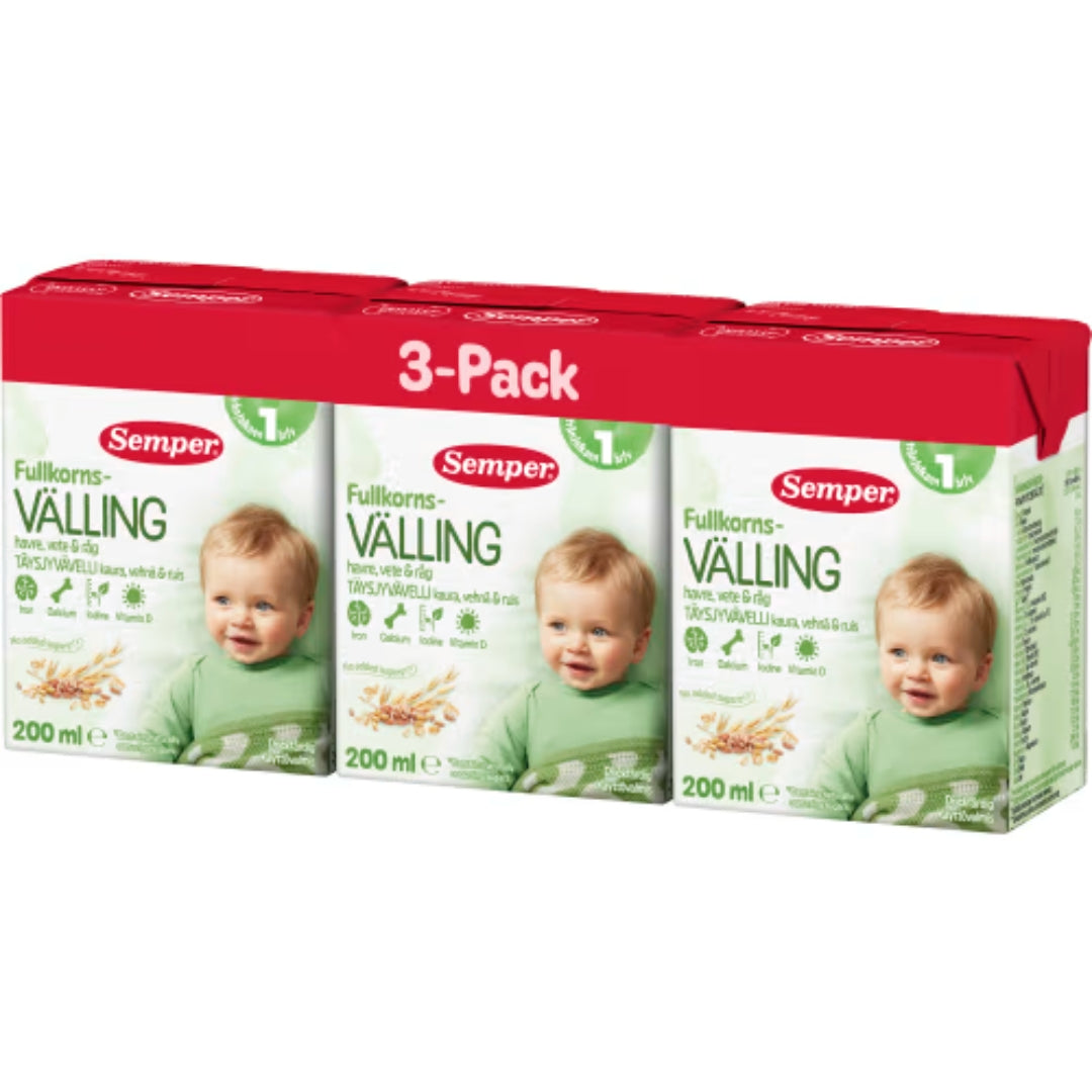 Semper Välling Fullkorn Drickfärdig Från 12 Månader-Porridge a grana intero pronta da bere con avena, grano e segale 3p/200ml