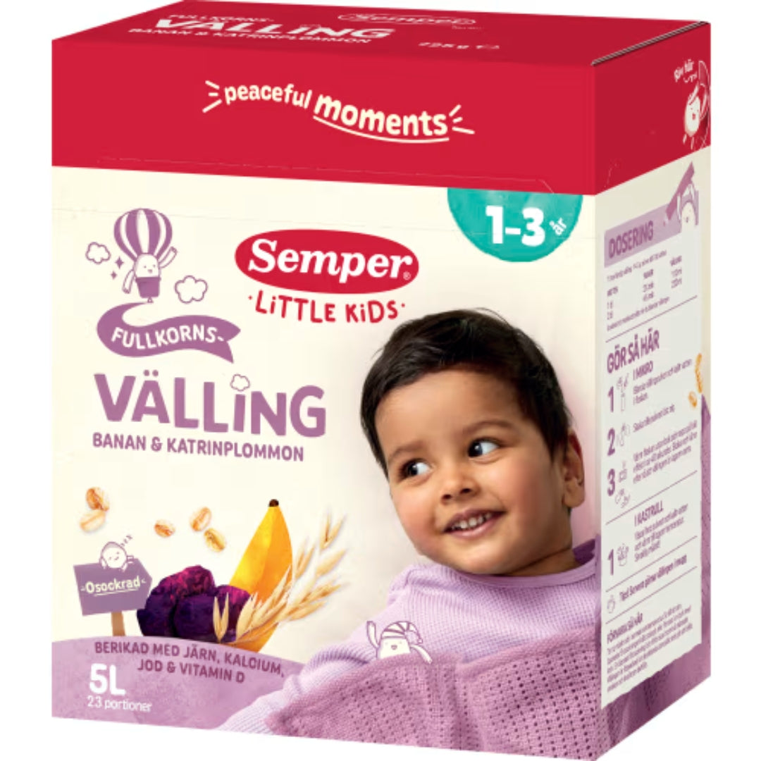 Semper Välling Fullkorn/Banan/Plomm Från 1,5år - Porridge integrale con banana e prugna 5l