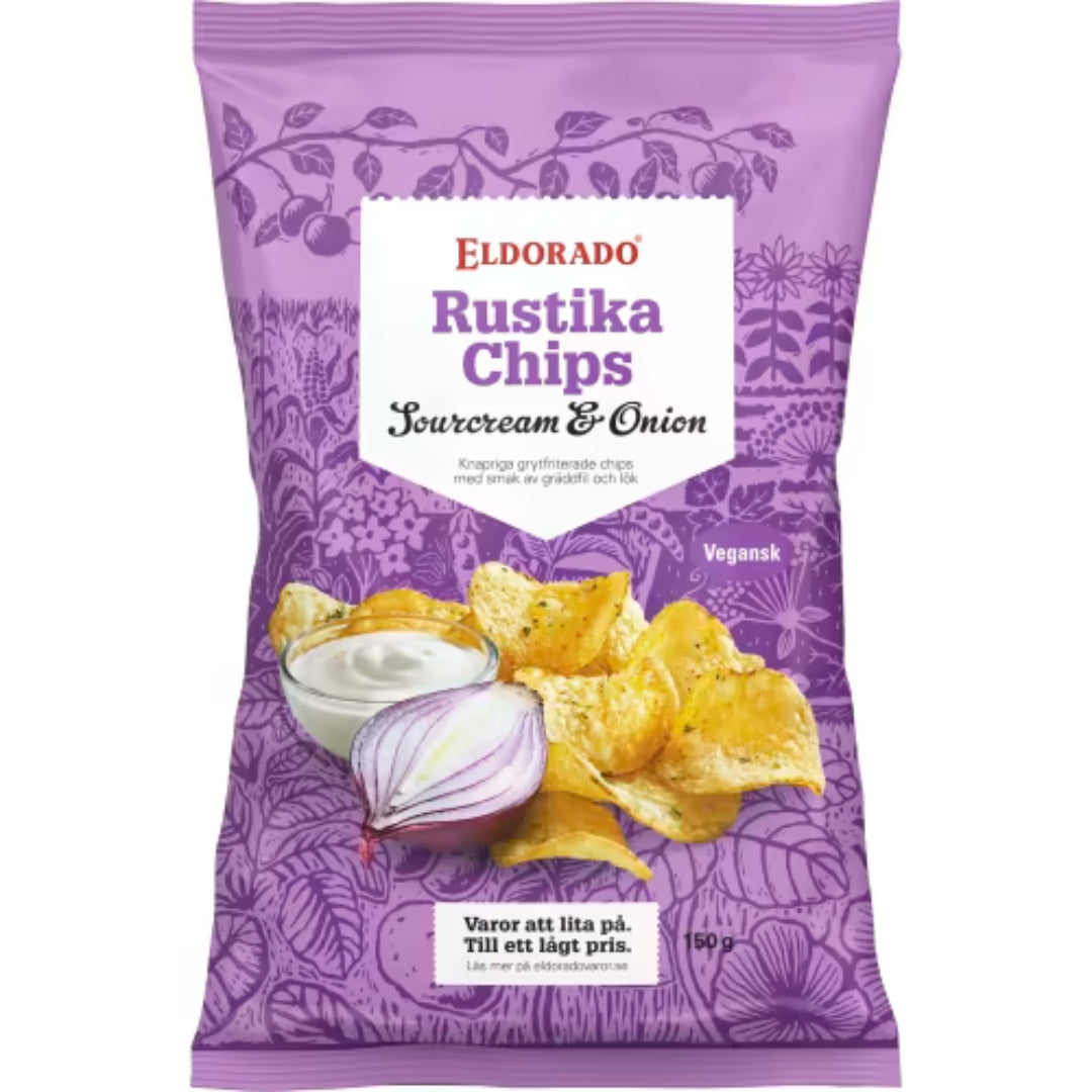 Eldorado Sourcream Onion Rustika Chips - Chips with Sourcream and Onion flavor 150g