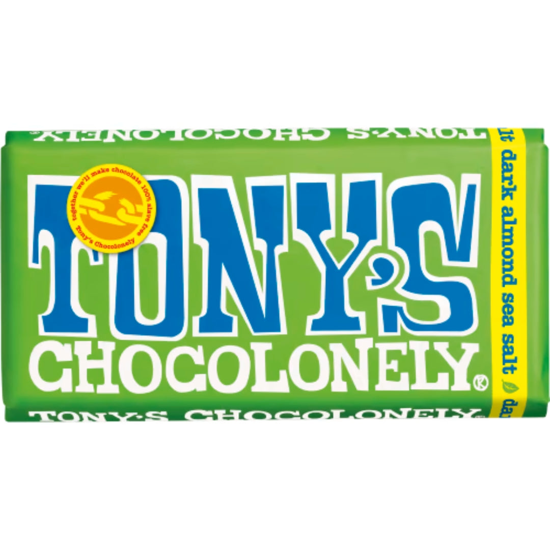 Tony´s Mörk Choklad Mandel & Havssalt - Dark Chocolate with Almonds and Sea Salt 180g