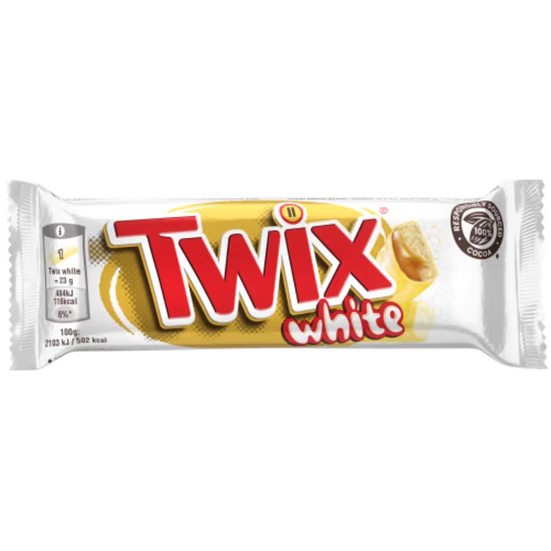 Twix White - Crispy Biscuit, Smooth Caramel, and a Coating of Creamy White Chocolate 46g