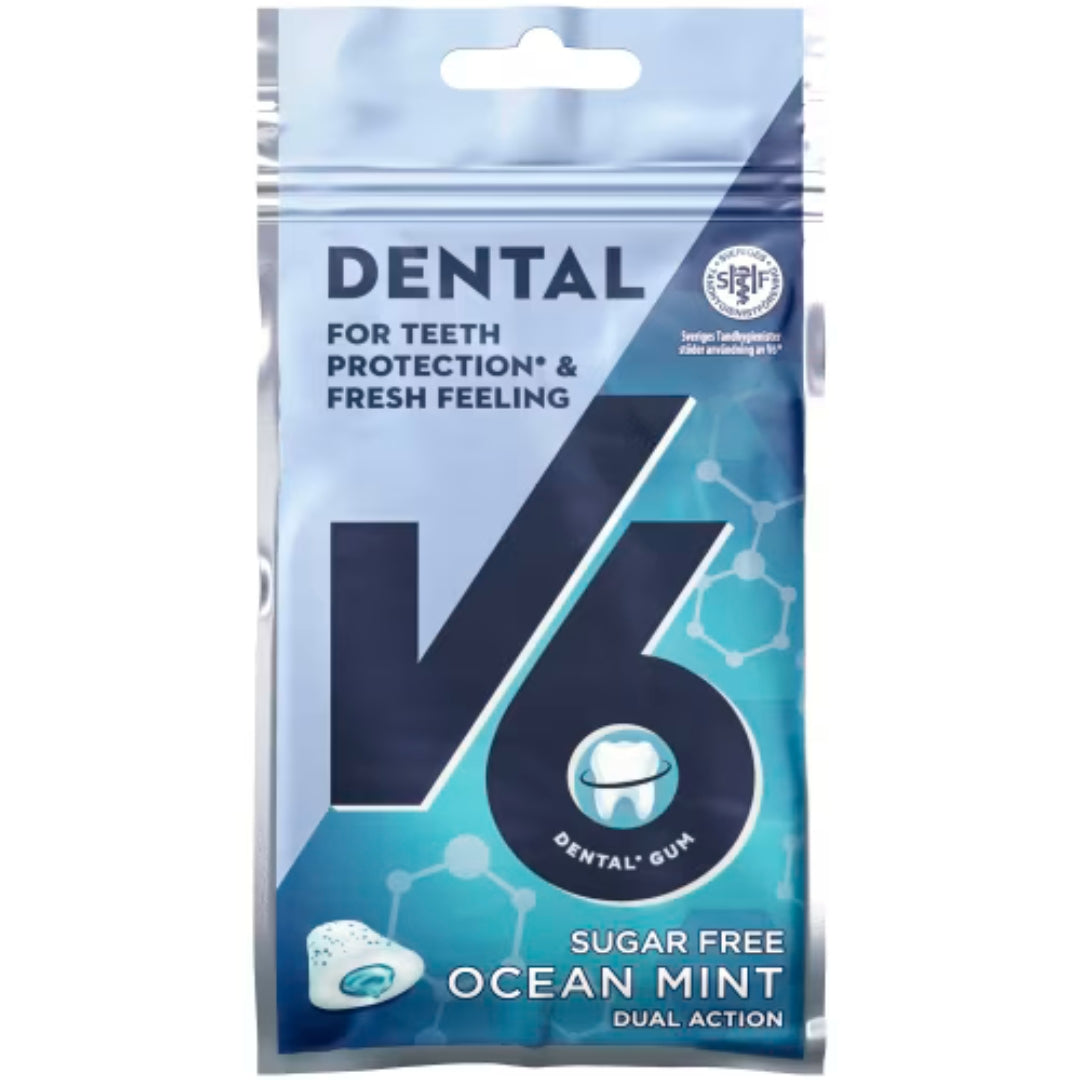 V6 Dental Dual Ocean Mint - Sugar-Free Mint-Flavored Chewing Gum 30g