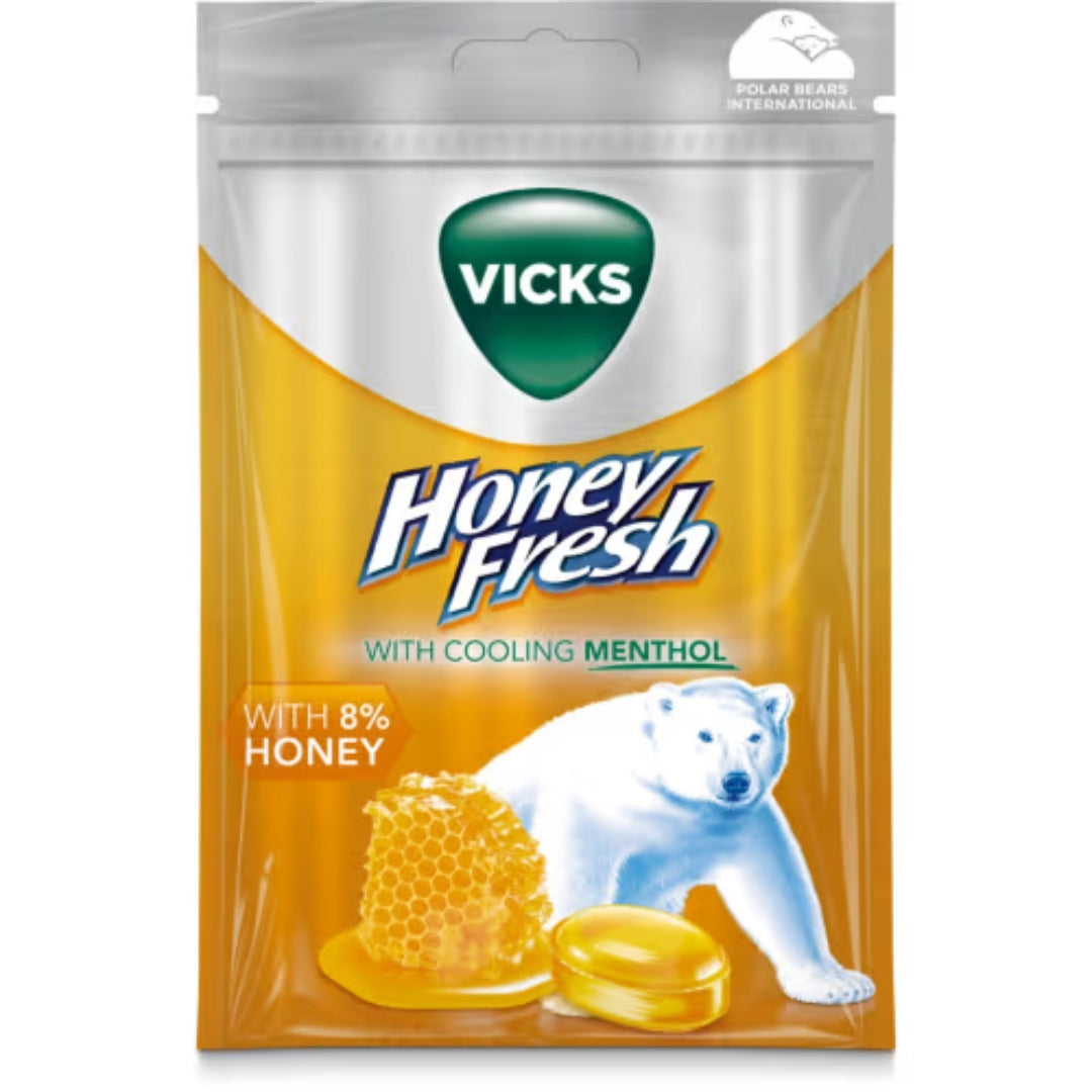 Vicks Honey Fresh Halstablett - Honey and Menthol-Flavored Lozenges 72g