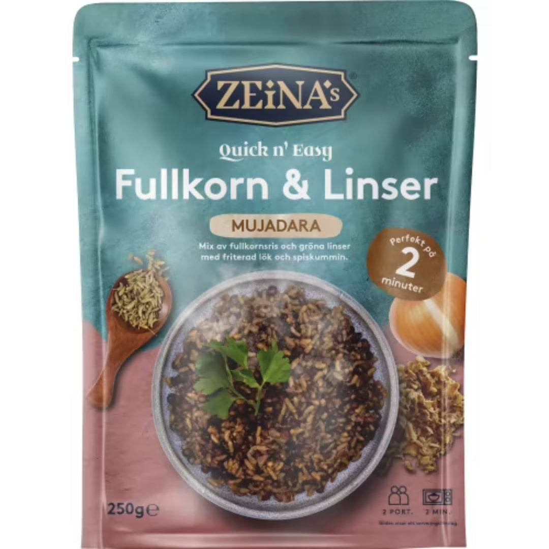 Zeinas Mujadara Fullkorn&linser Quick N' Easy/2 Port - Whole Grain Rice & Lentil Mix Quick-Cook / 2 Servings 250g