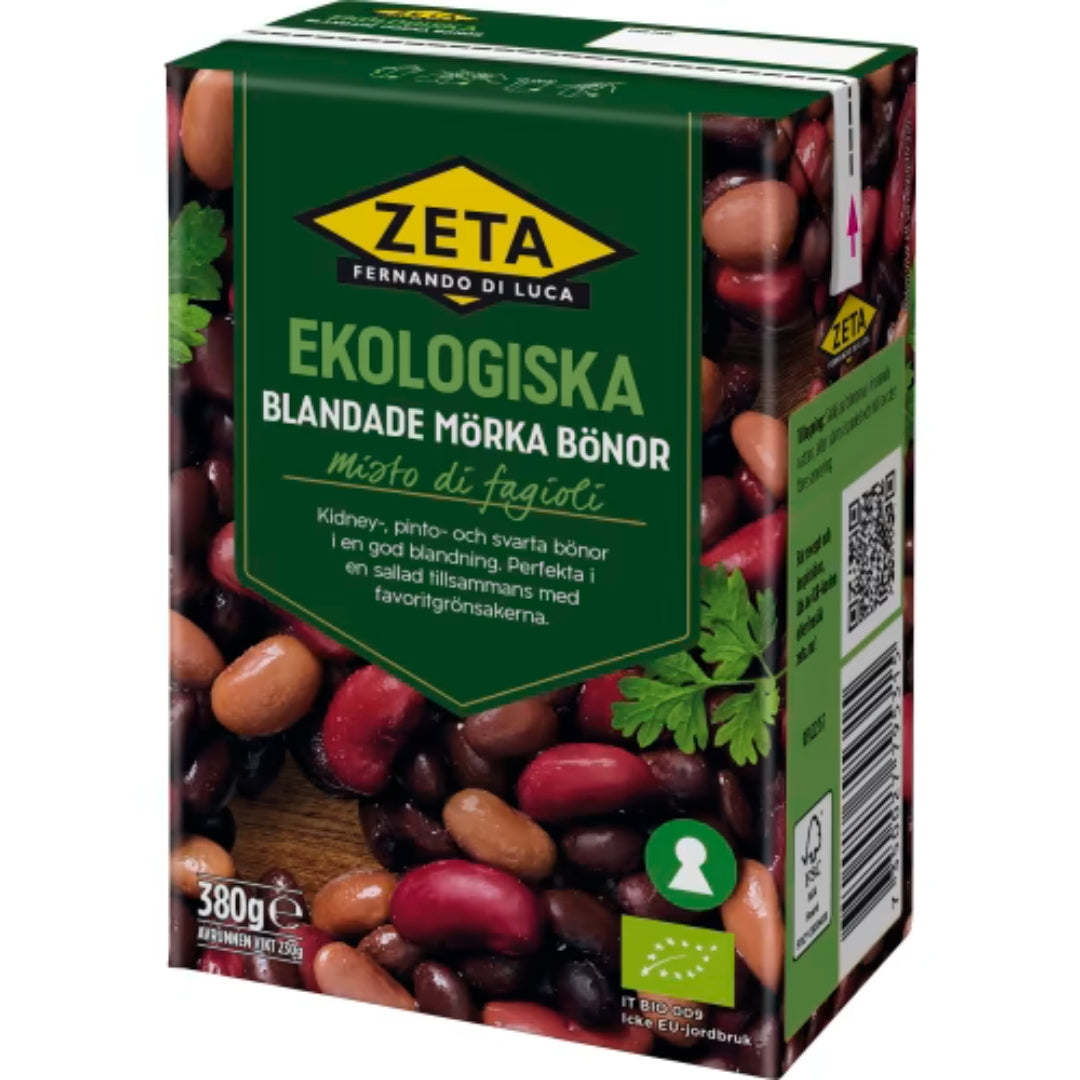 Zeta Blandade Mörka Bönor Ekologiska - Kidney, Pinto & Black Bean Mix 380g