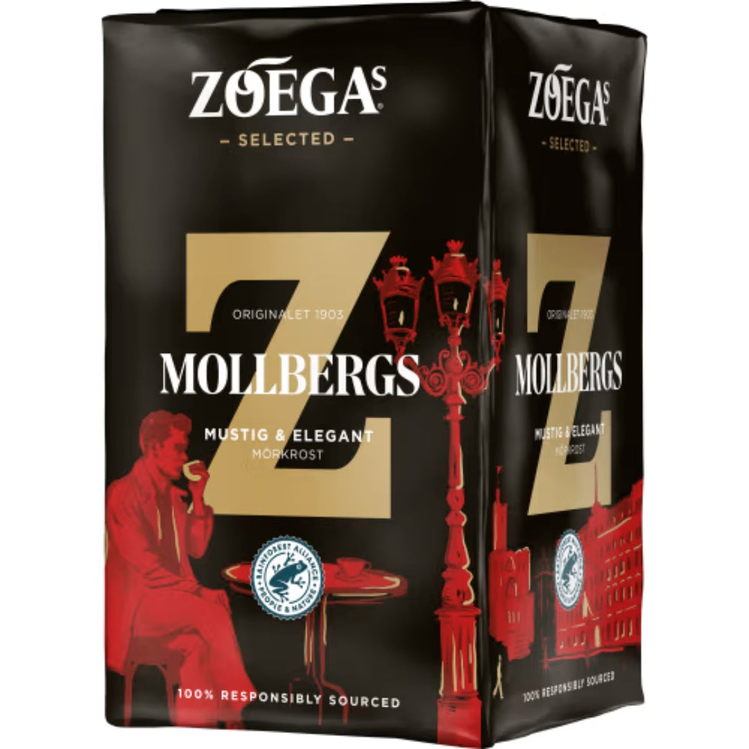 Zoégas Mollbergs - Dark Roast Coffee with notes of Blackcurrant and Caramel 450g