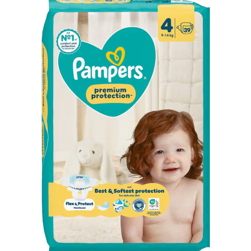 Pampers Premium 4 Protection 9-14kg Tejpblöjor - Tape Diapers 9-14kg 39p