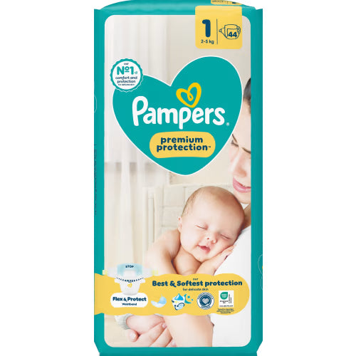 Pampers Premium 1 Protection S1 2-5kg Tejpblöjor - Tape Diapers 2-5kg 42p